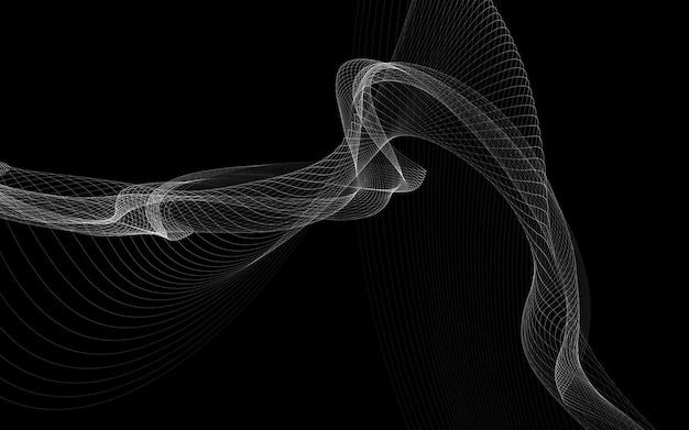 Dunkler abstrakter Hintergrund mit glühende abstrakte Wellen