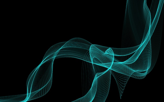Dunkler abstrakter Hintergrund mit leuchtenden abstrakten Wellen, abstrakter Hintergrund