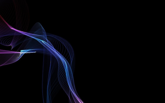 Dunkler abstrakter Hintergrund mit leuchtenden abstrakten Wellen, abstrakter Hintergrund