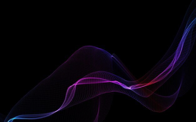 Dunkler abstrakter Hintergrund mit leuchtenden abstrakten Wellen