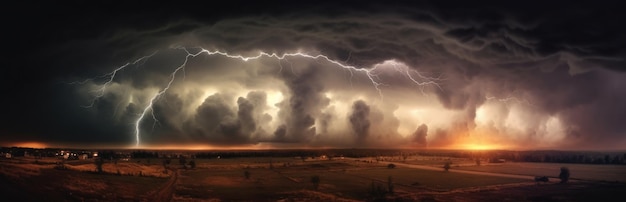 Dunkler bewölkter Himmel vor Gewitter-Panorama-Hintergrund Sturm-Himmel-Panorama Generative KI