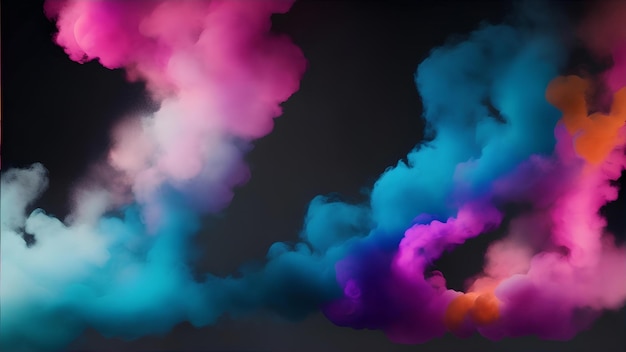 Dunkler Hintergrund mit abstrakter bunter Rauch-KI
