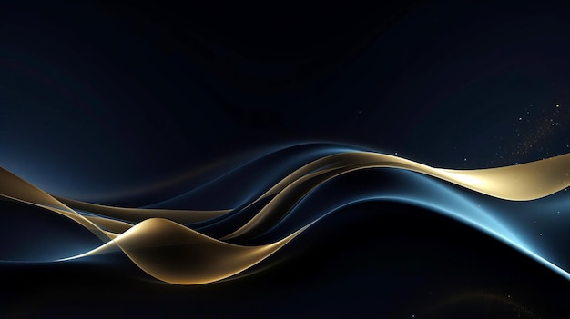 Dunkler Hintergrund mit blauen Wellen und goldenen KI-generierten Sternen