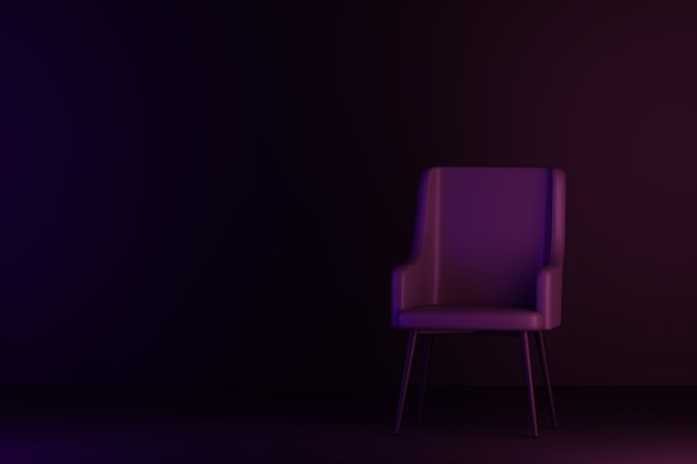 Dunkler Raum mit Sofa. 3D-Rendering.