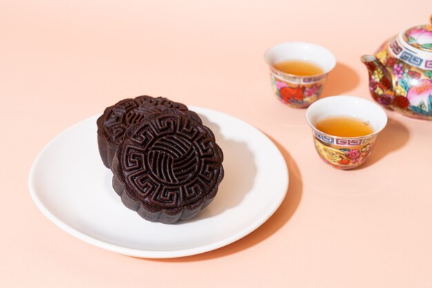 Dunkler Schokoladengeschmack des chinesischen Mondkuchens für Mittherbstfest