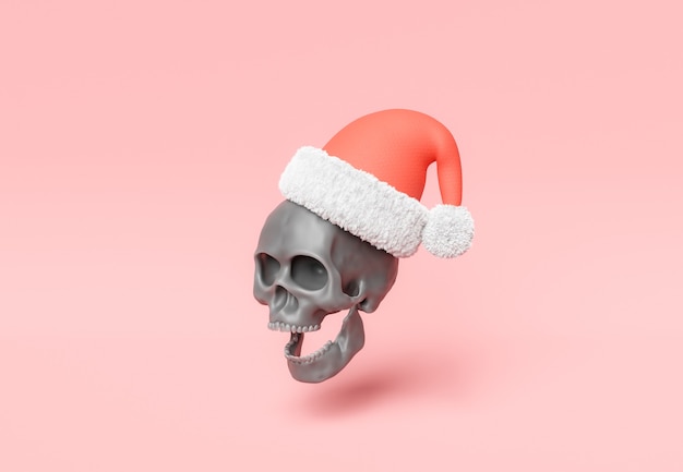 dunkler Totenkopf mit Weihnachtsmütze