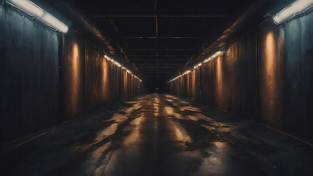 Dunkler Tunnel mit beleuchtetem Premium-Foto