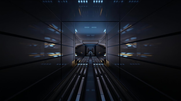 Dunkler Tunnel mit quadratischem Eingang 4K UHD 3D-Illustration