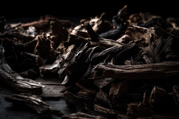 Dunkler und stimmungsvoller Hintergrund aus gesplittertem Holz mit dramatischer Beleuchtung und tiefen Schatten