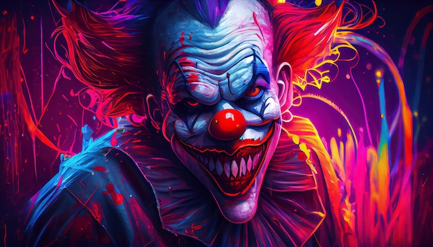 Dunkles Clowngesicht basiert auf fiktiver Charakter-KI