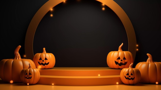 Dunkles Podium für Halloween-Verkaufsförderung oder Produkt-Halloween-Minimalszene 3D-Podiumsplattform