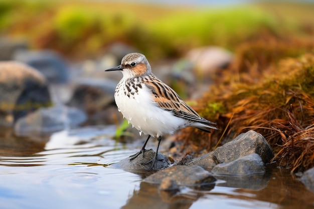 Dunlin Calidris alpina Pássaro vadeando em IA geradora de água