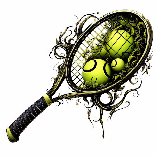 Foto duo dinâmico, uma coleção vibrante de bola de tênis e raquete gótica clipart