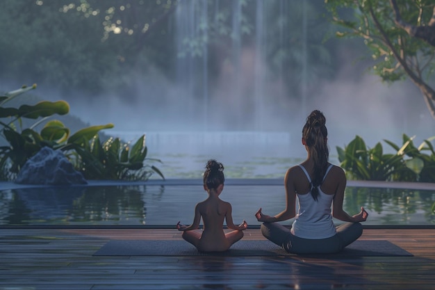 El dúo madre-hija disfrutando de una serena sesión de yoga