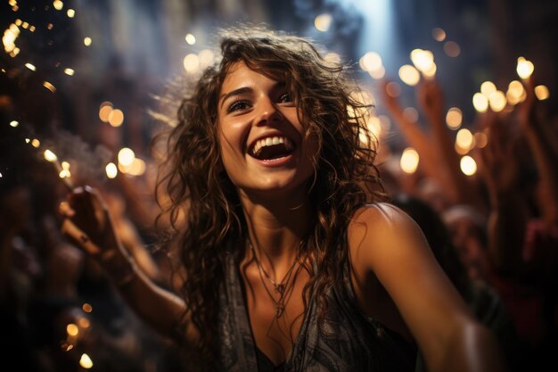 Duración total de la juventud alegre bebiendo champán y bailando IA generativa