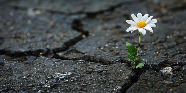 Durch das Blühen von Beton ein Symbol für Ausdauer und Widerstandsfähigkeit Konzept Blumenfotografie Stadtumgebung Stärke und Widerstandskraft Natur in der Stadt Symbolik