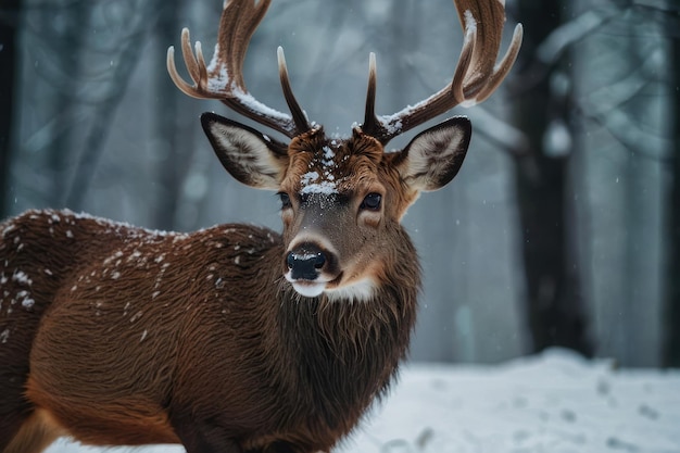 Durchschnittliche Aufnahme von Hirschen in einer Winternaturszene