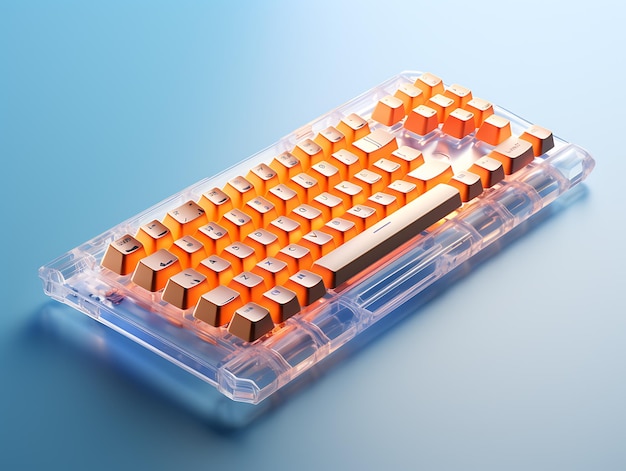 Foto durchsichtige glas-tastatur farbgradienten tastaturtechnologie tastatur zukunfts-tastaturen3d-tastature