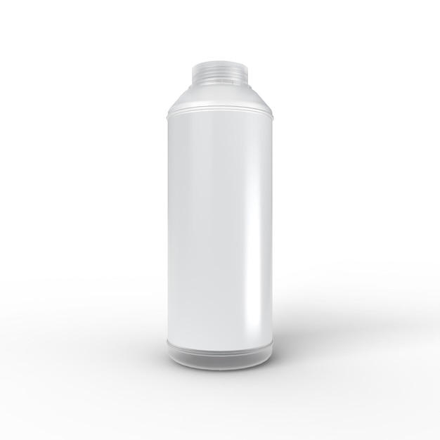 Durchsichtige PET-Flasche, isoliert mit einem weißen Etikett und Kopierraum 3D-Render für Illustrationen und Mocku