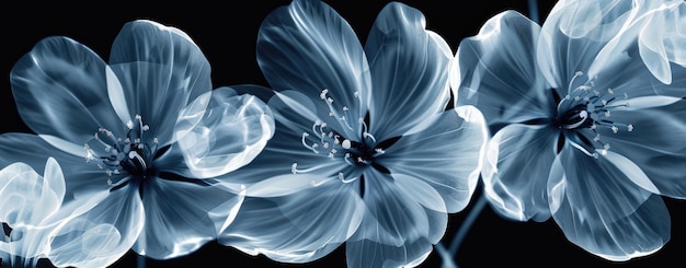Foto durchsichtige röntgenblumen in monochromer künstlerischer ausstellung