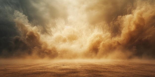 Foto durchsichtige sandsturmwolken aus staub und schmutz erzeugen einen texturisierten copy-raum.