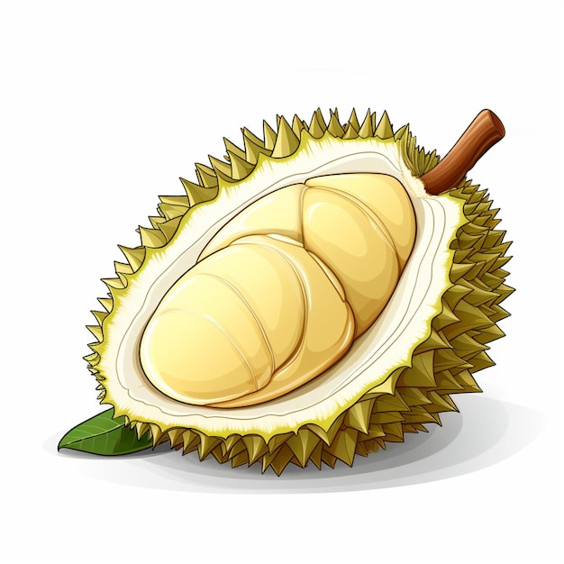 Durian 2D-Vektor-Illustrationscartoon mit weißem Hintergrund