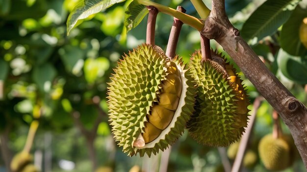 El durian está en la fase de rendimiento en el huerto de frutas de la provincia de Chanthaburi, Tailandia.