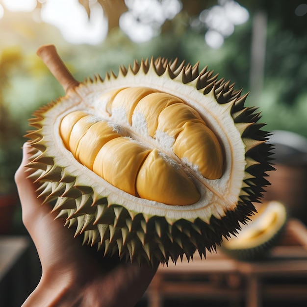 Durian fresco recién recogido del jardín