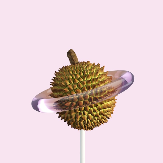 Durian Fruit Candy. Idea de fruta mínima. Renderizado 3D