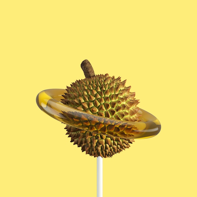 Durian Fruit Candy. Idea de fruta mínima. Renderizado 3D