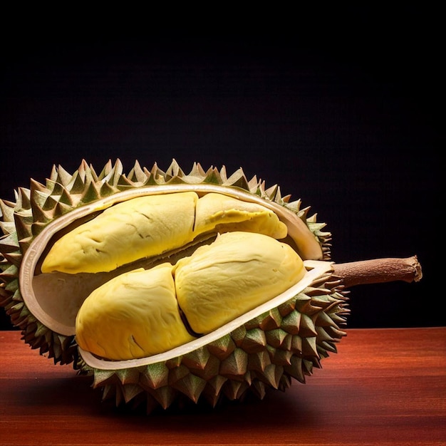 Foto durian en la mesa negra