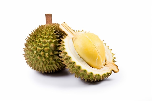 Durian orgânico fresco o rei mais popular de frutas na Tailândia isolado em fundo branco