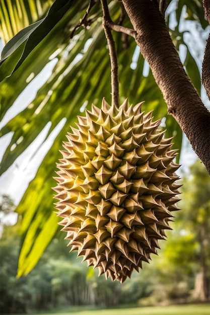 Durian wächst auf einem Baum im Garten