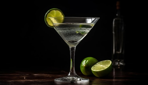 Durstige Partygänger genießen frische Cocktails mit von KI erzeugter Limette und Garniere
