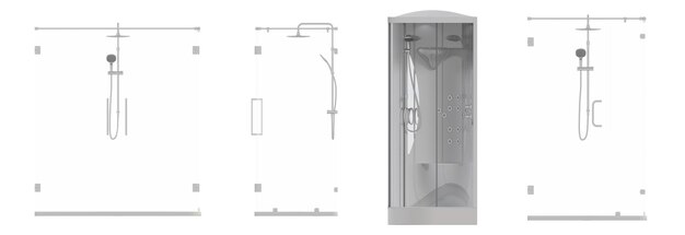 Duschkabine isoliert auf weißem Hintergrund 3D-Illustration CG-Rendering