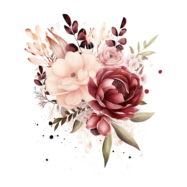 Dusty Rose Floral Clipart Floral für eine Hochzeitseinladung