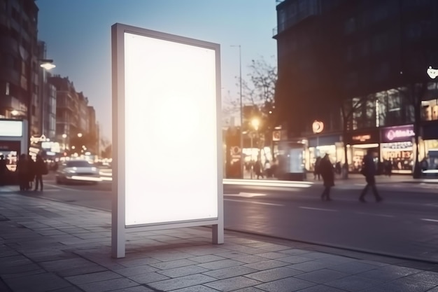 Dynamic Advertising Blank Mockup Street Banner in einer überfüllten Stadt Generative KI