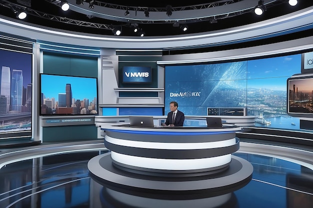 Dynamic News Set virtuelle Umgebung mit mehrschichtigem Hintergrund