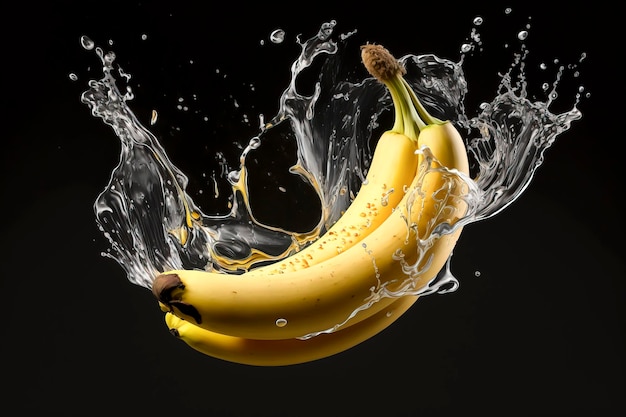 Dynamische Bananen- und Milch-Splash-Fusion mit generativer KI-Technologie
