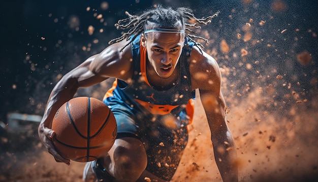 Dynamische Basketball-Redaktionsfotografie in Aktion