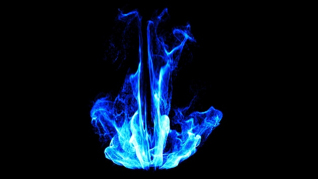 Foto dynamische blaue feuerflamme. 3d.