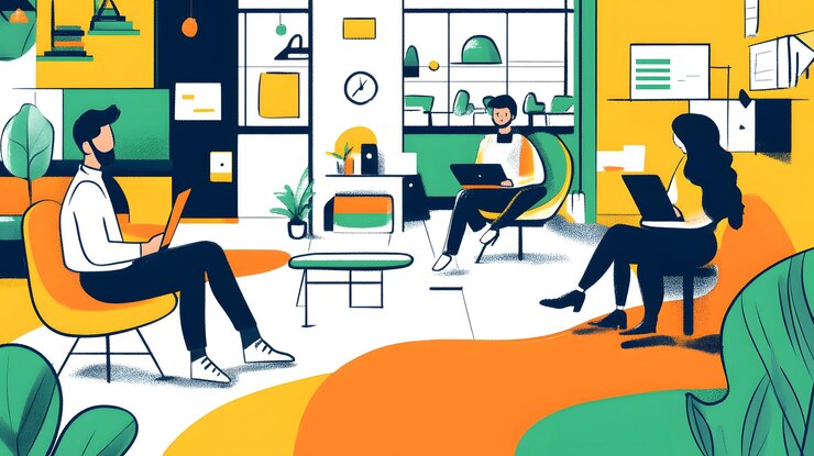 Foto dynamische büroumgebung teamarbeit produktivität und professionalität in modernen arbeitsräumen