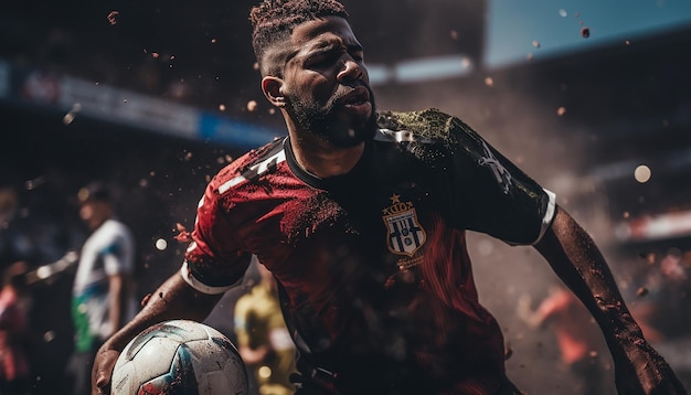 Dynamische Fußballpose professionelle redaktionelle Fotografie