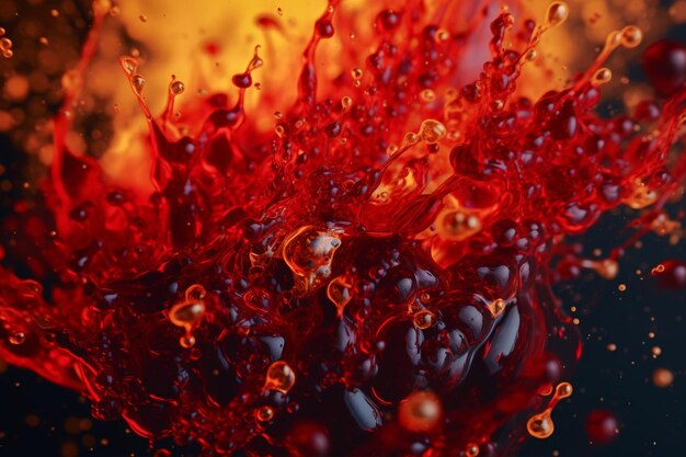 Foto dynamische rote splashes generative ki