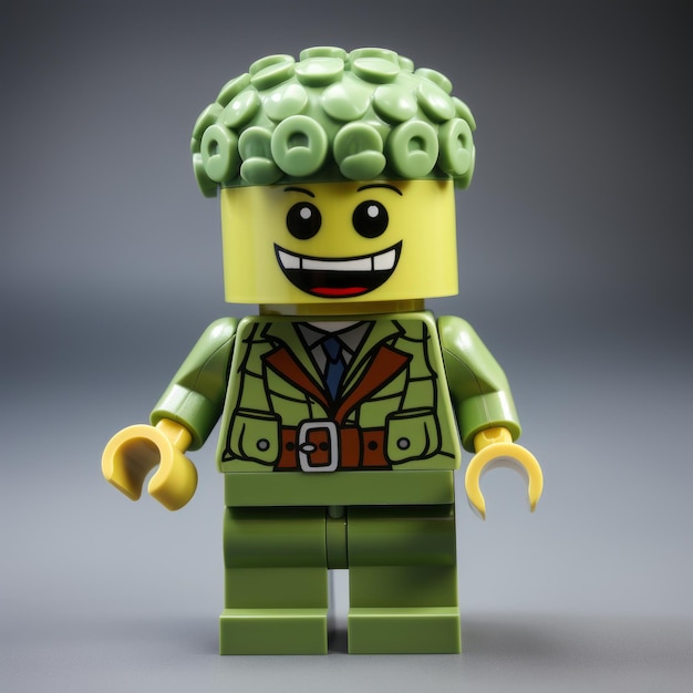 Dynamische und actionvolle grüne Lego-Minifigur im Louis Wain-Stil