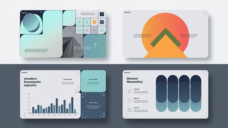 Foto dynamische und kreative dia-layouts für moderne präsentationen