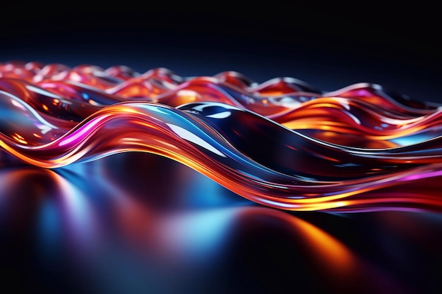 Dynamischer Neonpuls-abstrakter Hintergrund, lebendig mit tanzenden Wellen, generative KI