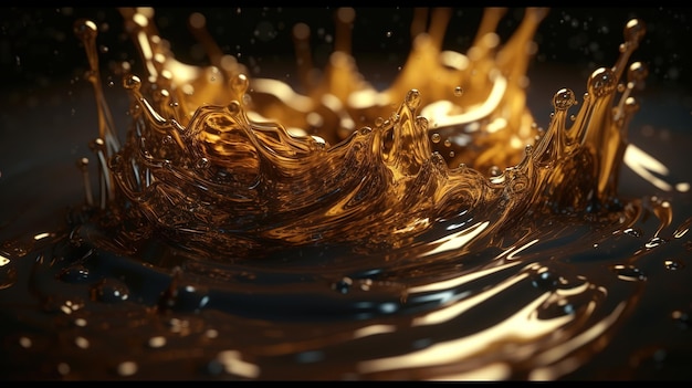 Dynamischer Splash of Gold Fluid Generative AI