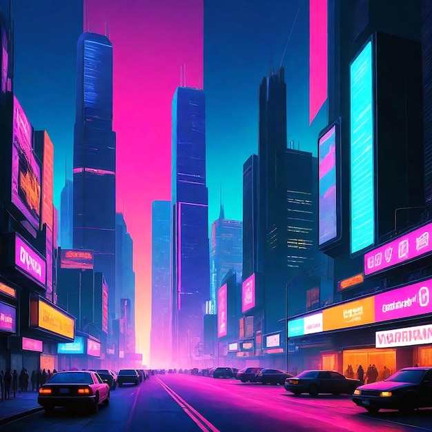 Dynamisches Cyberpunk-Stadtbild