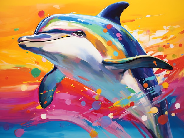Dynamisches Meeresporträt mit Streifenmalerei eines Meeresdelfins